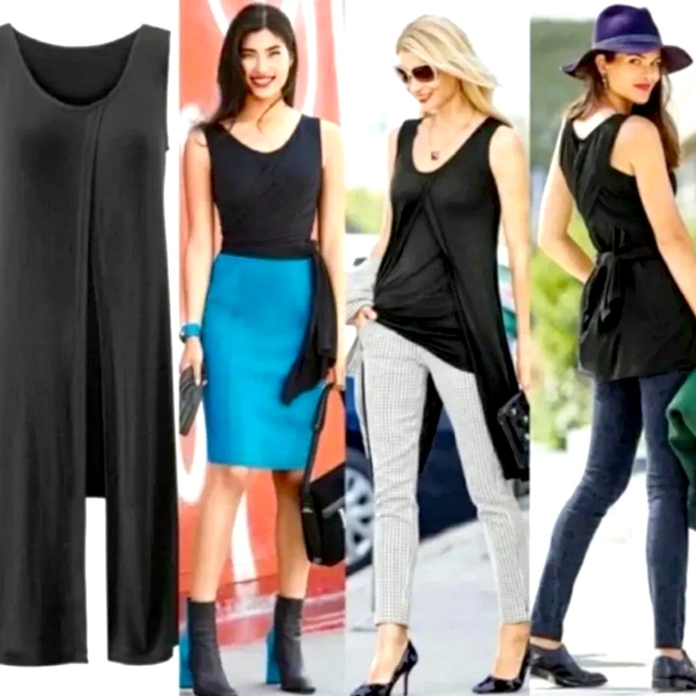 Cabi Womens Beyond Tee Multiway Drape Shirt XS Black #3243 NWT